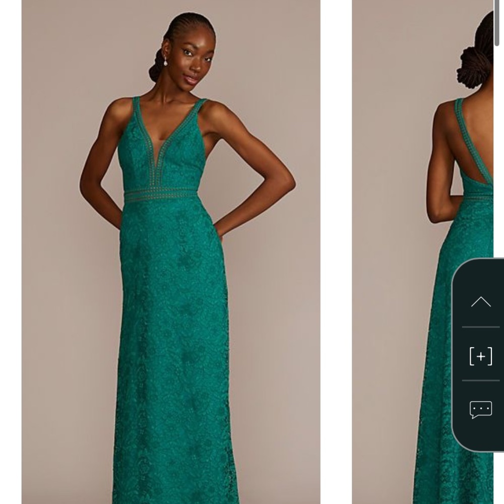 David's Bridal Teal Lace Maxi Dress
